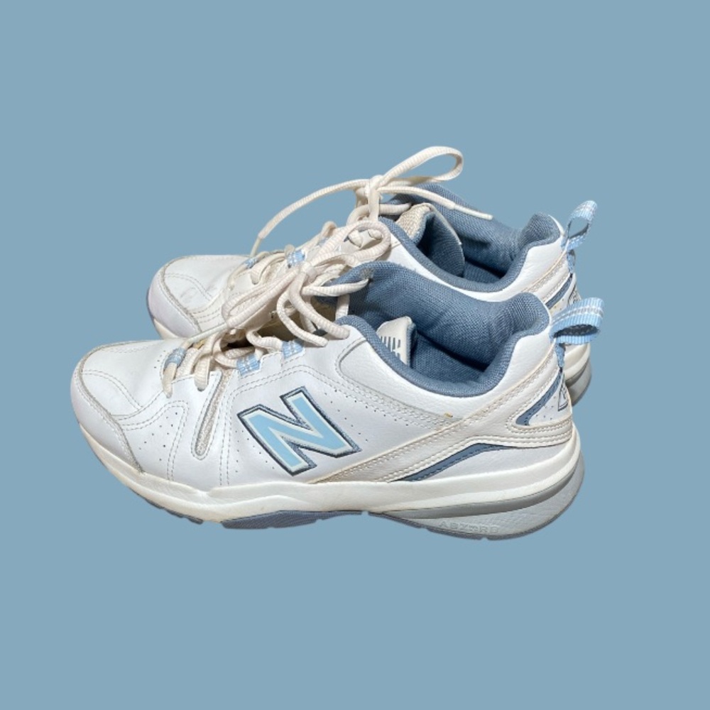 New Balance White and Light Blue Athletic Shoes
